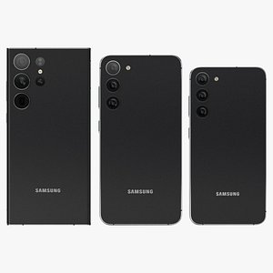 3D Samsung Galaxy S23 and S23 Plus and S23 Ultra Phantom Black