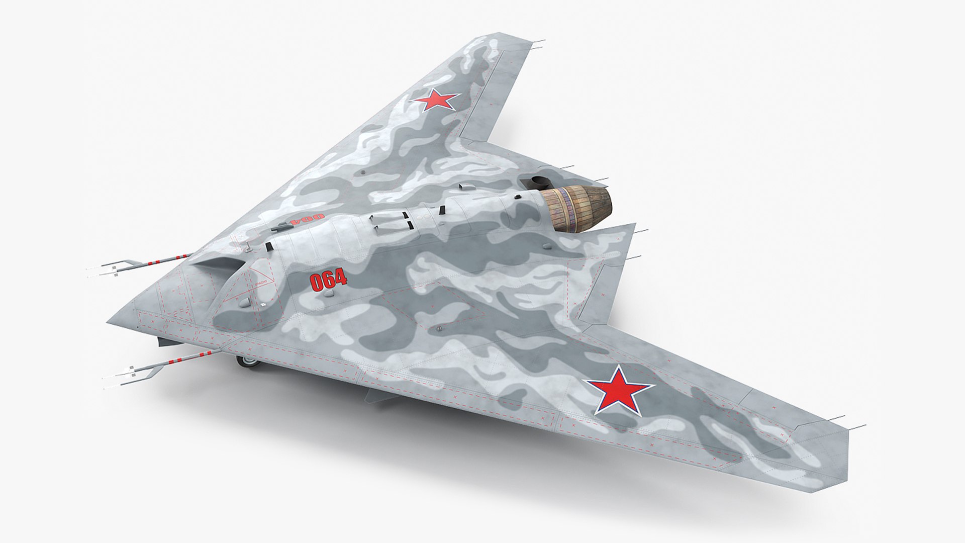 Russian Heavy Strike Unmanned Bomber S-70 Okhotnik 3D model preview