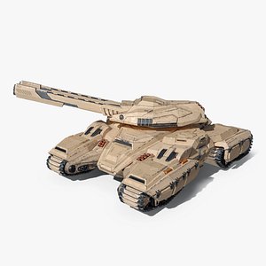 Sci Fi Artillery Battle Tank Sand Color Rigged