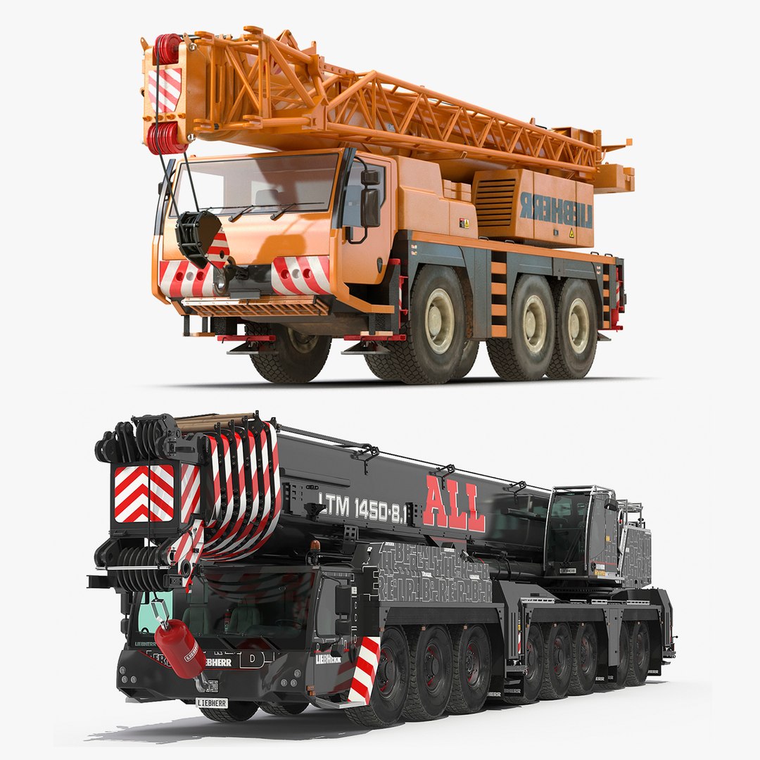 Rigged Mobile Cranes Liebherr Collection 3D model preview
