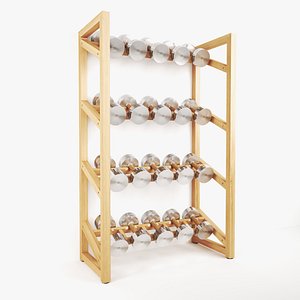 Paragon Studio Gym Luxury Horizontal Dumbell Rack 10 pair 2 tier 3D