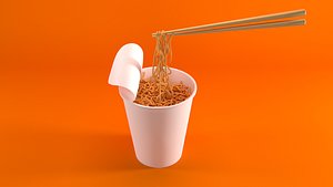 Cup noodles with Chopstick 3D model