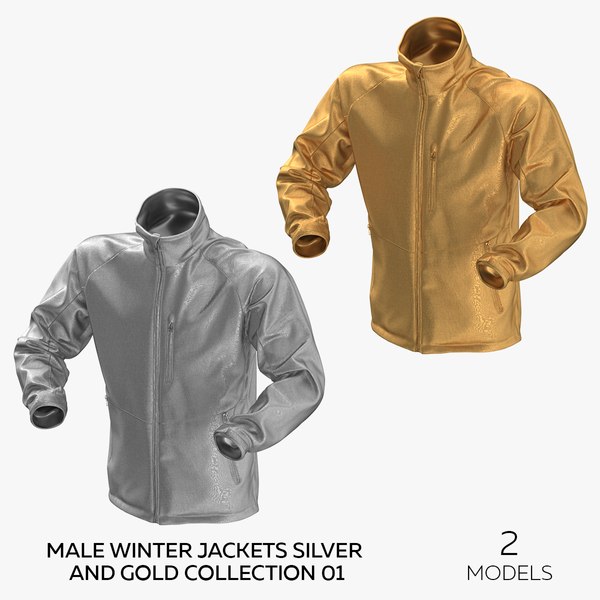 3D Male Winter Jackets Silver and Gold Collection 01 - 2 models