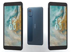 Nokia C02 Charcoal And Dark Cyan Low Poly 3D model
