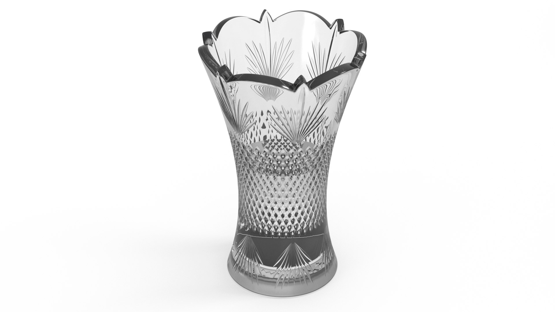 Crystal Vase with Textured Design 3D model preview