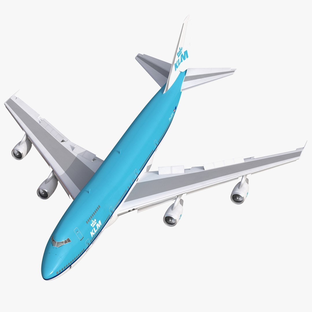 Boeing 747-200B KLM Rigged 3D Model 3D model preview