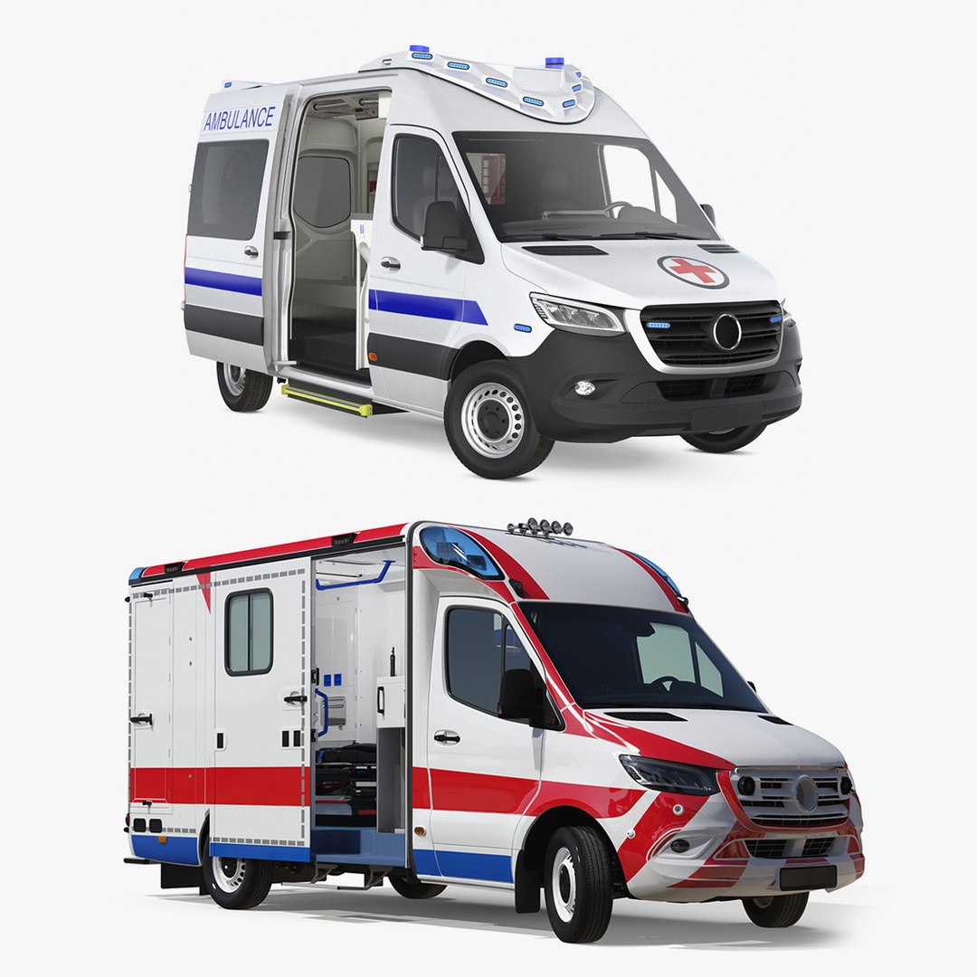 Rigged Ambulances Collection 3D model preview