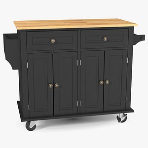 Rolling Kitchen Table Black