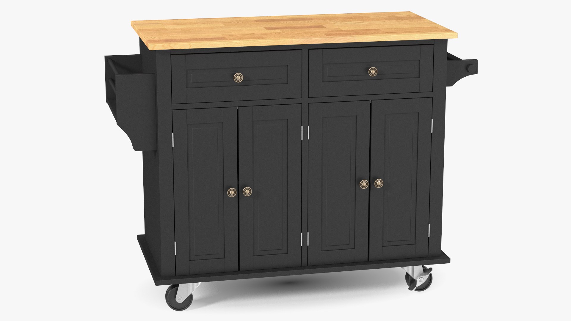 Rolling Kitchen Table Black 3D model preview
