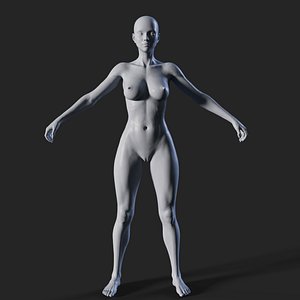 3D Female Base Mesh with Enhanced Details 3D model