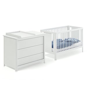 white baby bed cabinet 3D model
