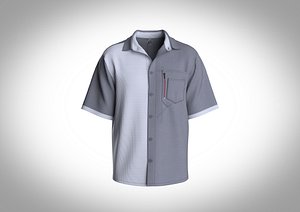 3D Mens shirt with two fabric and pocket detailing