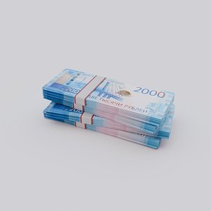 3D 2000 Russian Ruble RUB Currency model