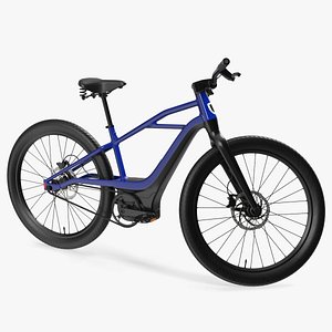 Modern Electric Bike Blue Rigged 3D model