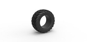 Diecast Dune buggy rear tire 16 Scale 1 to 25 3D model