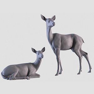 3D Deer Pack for Decoration model