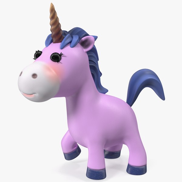 3D Pink Cartoon Unicorn Rigged