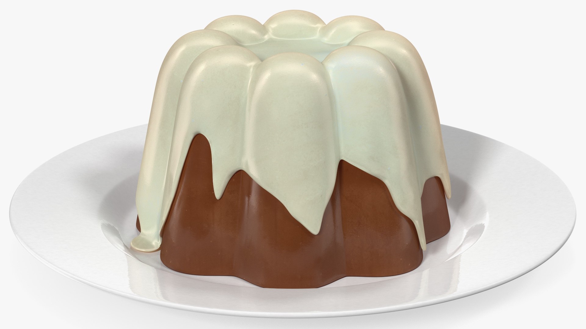 Jelly Pudding Chocolate on Plate 3D model preview