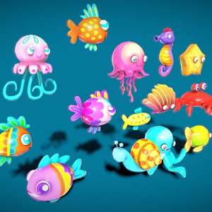 3D Cartoon Fish Pack 3