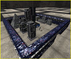 3D sci-fi fortress wall