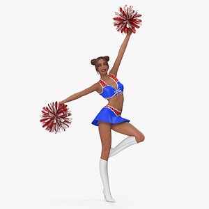 European Woman Dancing with Pompoms 3D