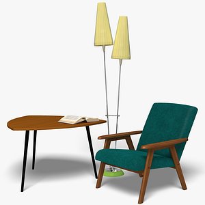 3d model 60ies-style furniture kit