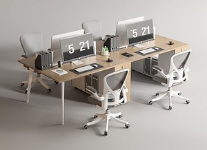3D model office desk office chair computer desk workstation