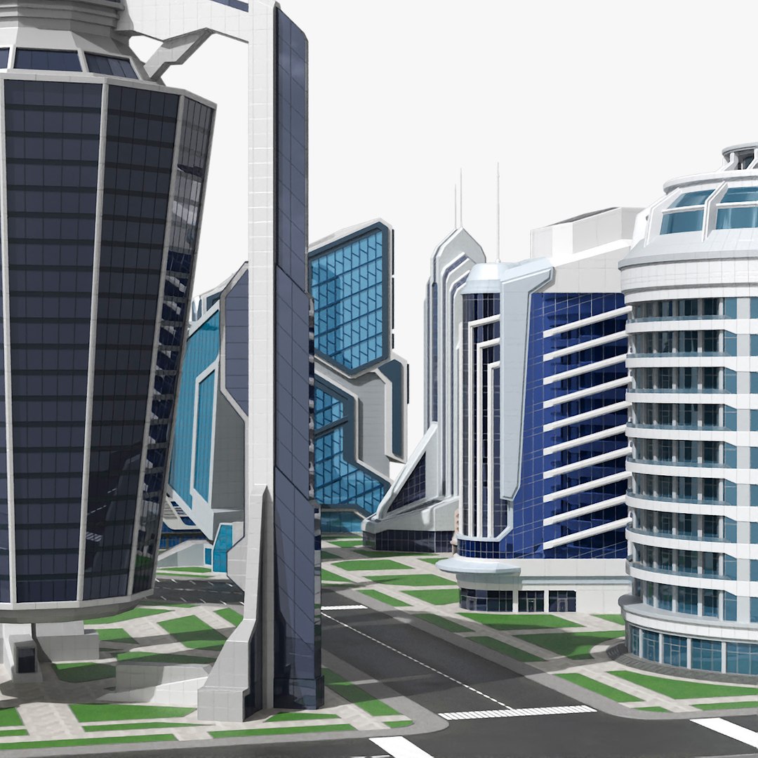 Futuristic Cityscape District 3D model preview