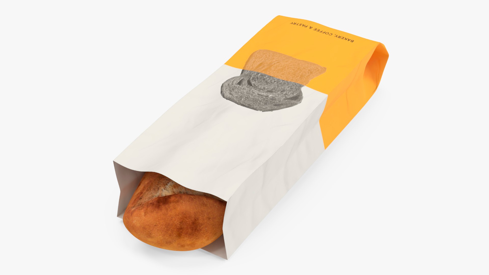 Paper Bread Bag White 3D model preview