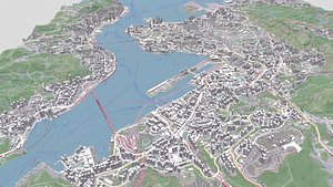 Cityscape Hong Kong and Kowloon China 3D