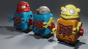 Retro Toy Plastic Robots 3D