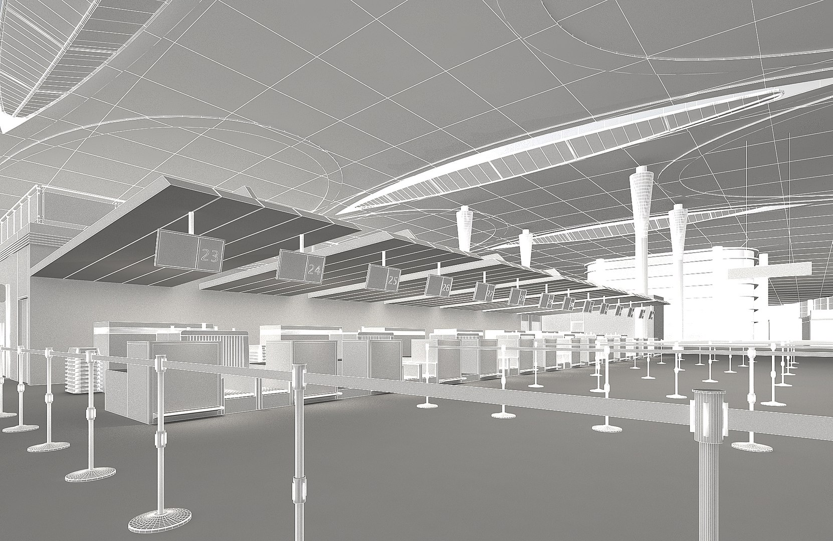 3D Airport Terminal Interior 01 - TurboSquid 2229939