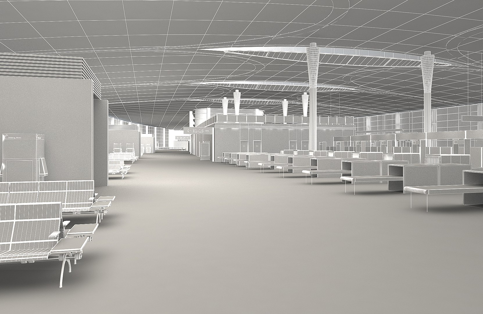 3D Airport Terminal Interior 01 - TurboSquid 2229939