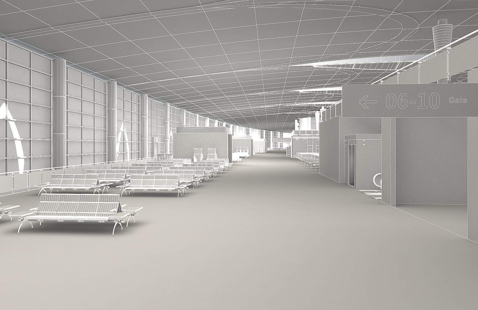 3D Airport Terminal Interior 01 - TurboSquid 2229939