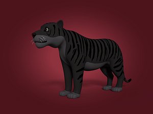 3D cartoon black tiger