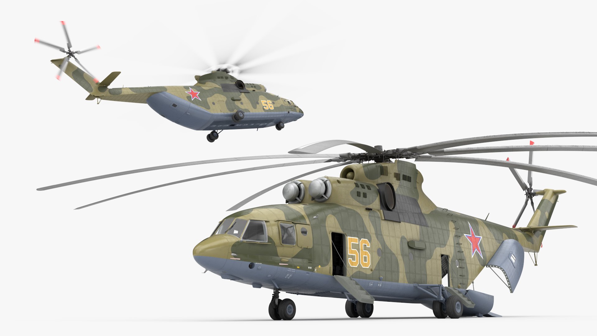 Russian Military Heavy Helicopter Mi-26 Rigged 3D model preview