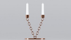 Alphabet V Bronze Chain Candleholder 3D Model True PBR Renders Zero Cleanup UVs 4K PBR Textures 3D model