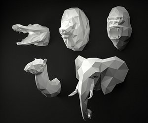 Low Poly Animal Heads SET 2