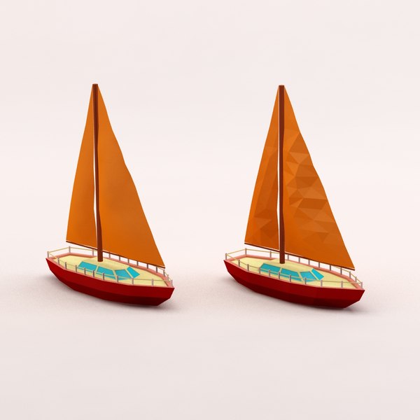 3d cartoon sailing yacht