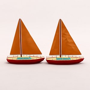 3d cartoon sailing yacht