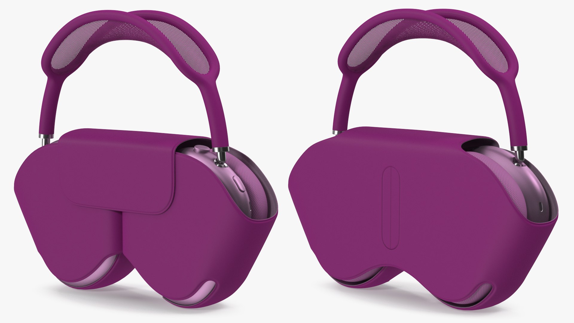 Headphones with Case Purple 3D model preview