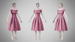 Dress 42 Dusty Rose Velvet 3D model