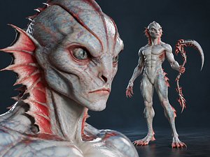 Abyssal - Deep Sea Humanoid Creature - Rigged model