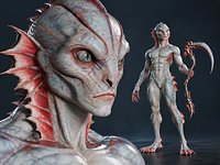 Abyssal - Deep Sea Humanoid Creature - Rigged