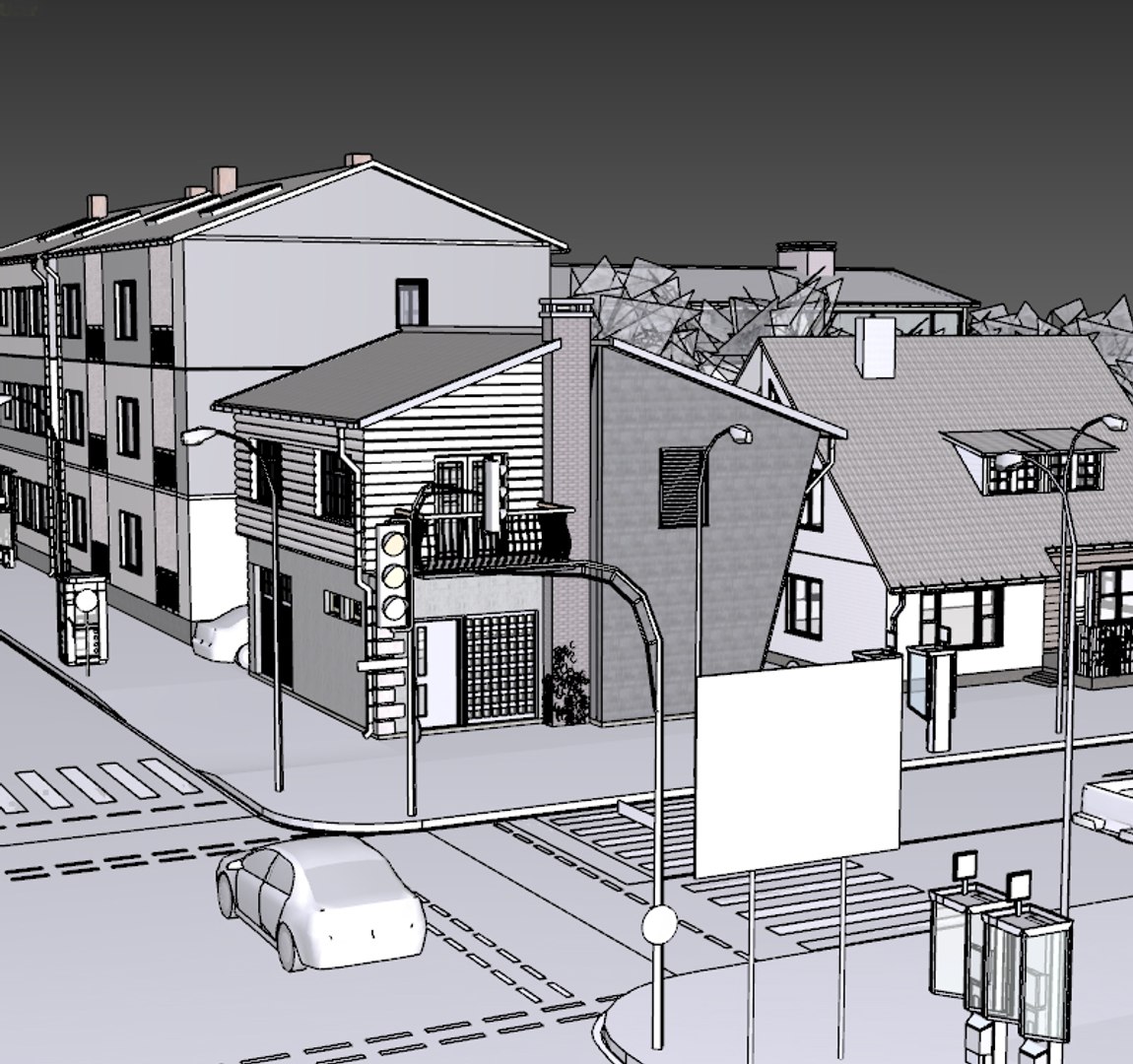 Urban Block Buildings 3d Model