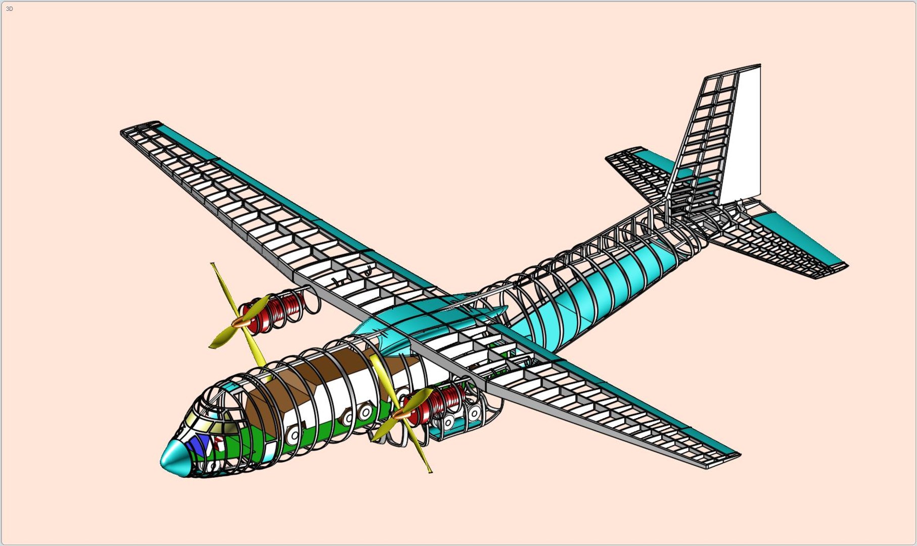 3d c-160 transall transport aircraft model