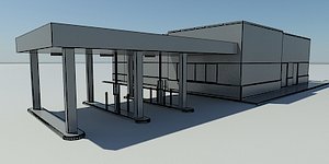 Bank 2 - Drive-Thru Bank Model NO MATERIALS - 3DS MAX 2010 - Mental Ray