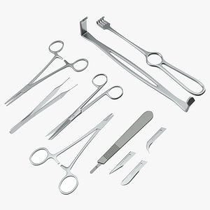 Set of 7 Surgical Instruments 3D