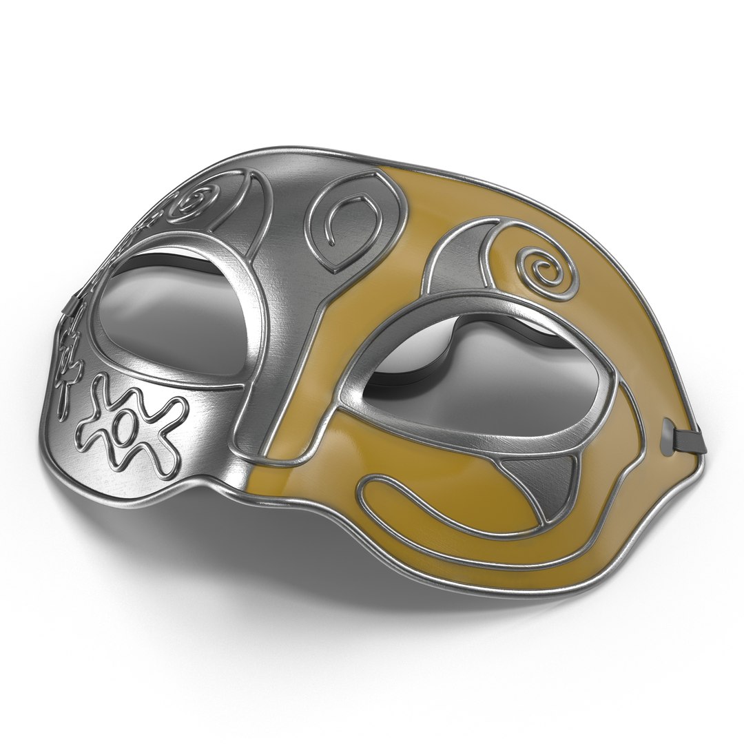 Masquerade Mask Yellow 3D model preview