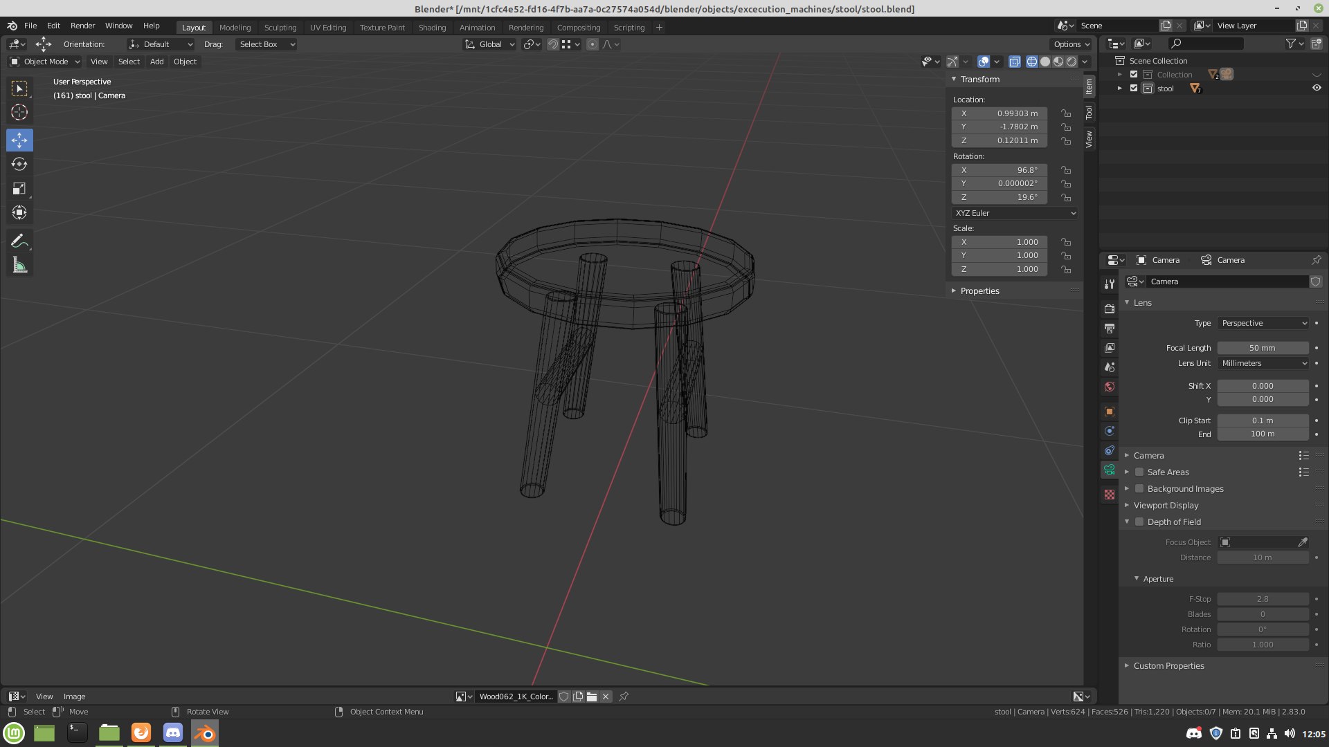 Simple wooden stool model - TurboSquid 1713215